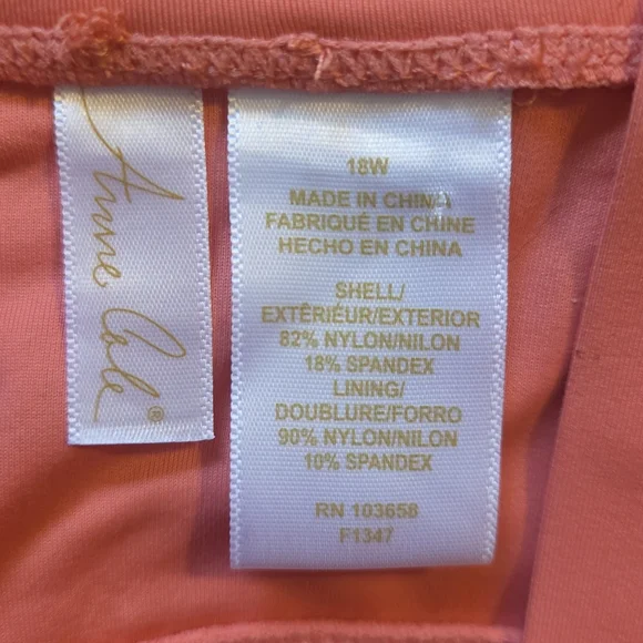 Anne Cole Twist Front Bandeau Tankini Top in Peach Size 18W - Picture 3 of 6